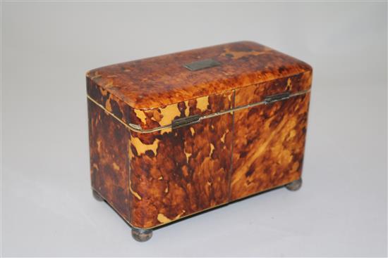 A Regency blond tortoiseshell tea caddy, 7in.